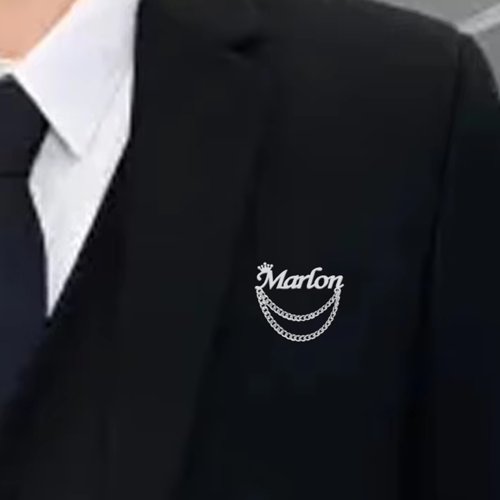 Tuxedo Lapel Pin - Broche de nom personnalisée, épingles de